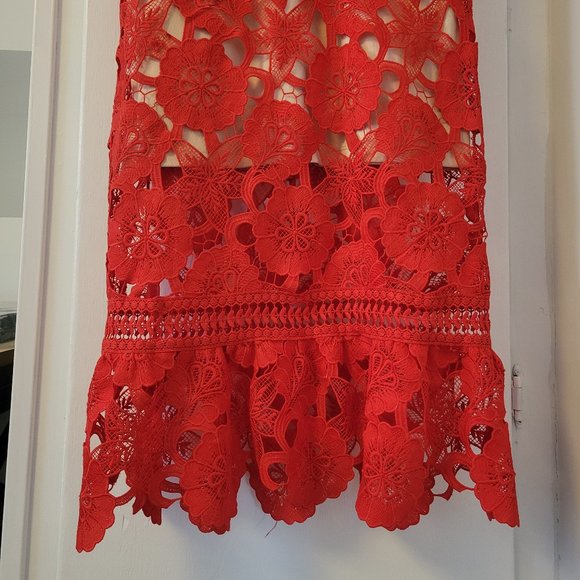 Red Lace floral dress (Just Me, Nordstrom) Size M - Picture 8 of 12